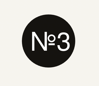 Black circle with white text saying 'Nº 3' inside.