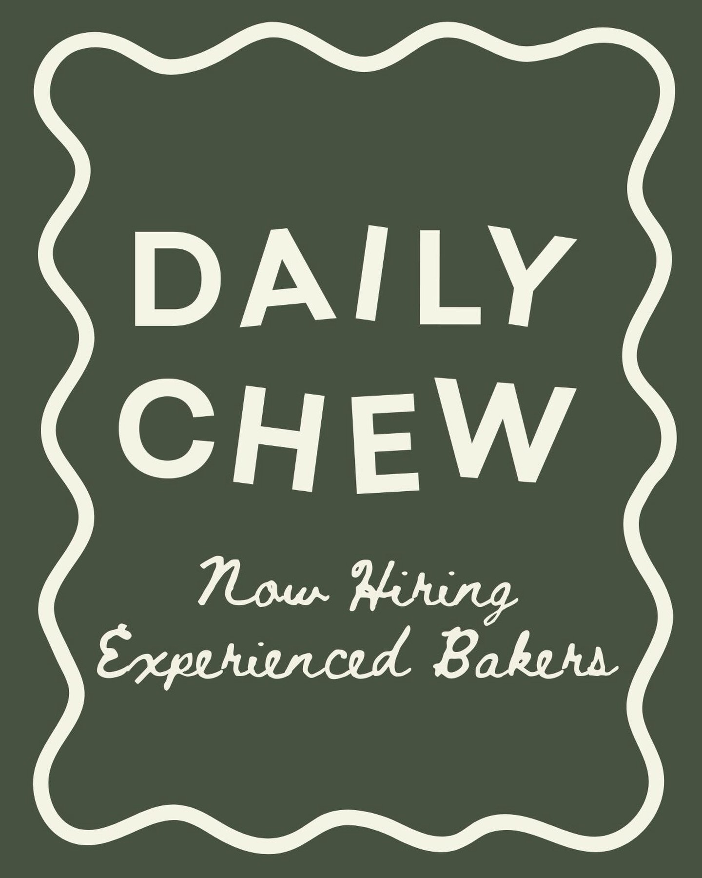 We&rsquo;re hiring! 

Daily Chew is looking for talented bakers to join our pastry team. If you love crafting beautiful, delicious pastries and thrive in a fast-paced kitchen, we want to hear from you. Apply today and help us make mornings a little s