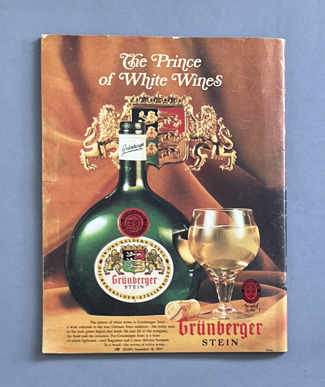 Grunberger Stein, white wine, print ad