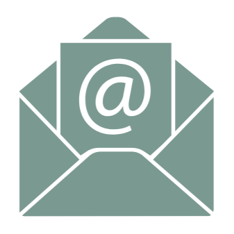 Envelope with an @ symbol on a letter inside, representing email or electronic communication.