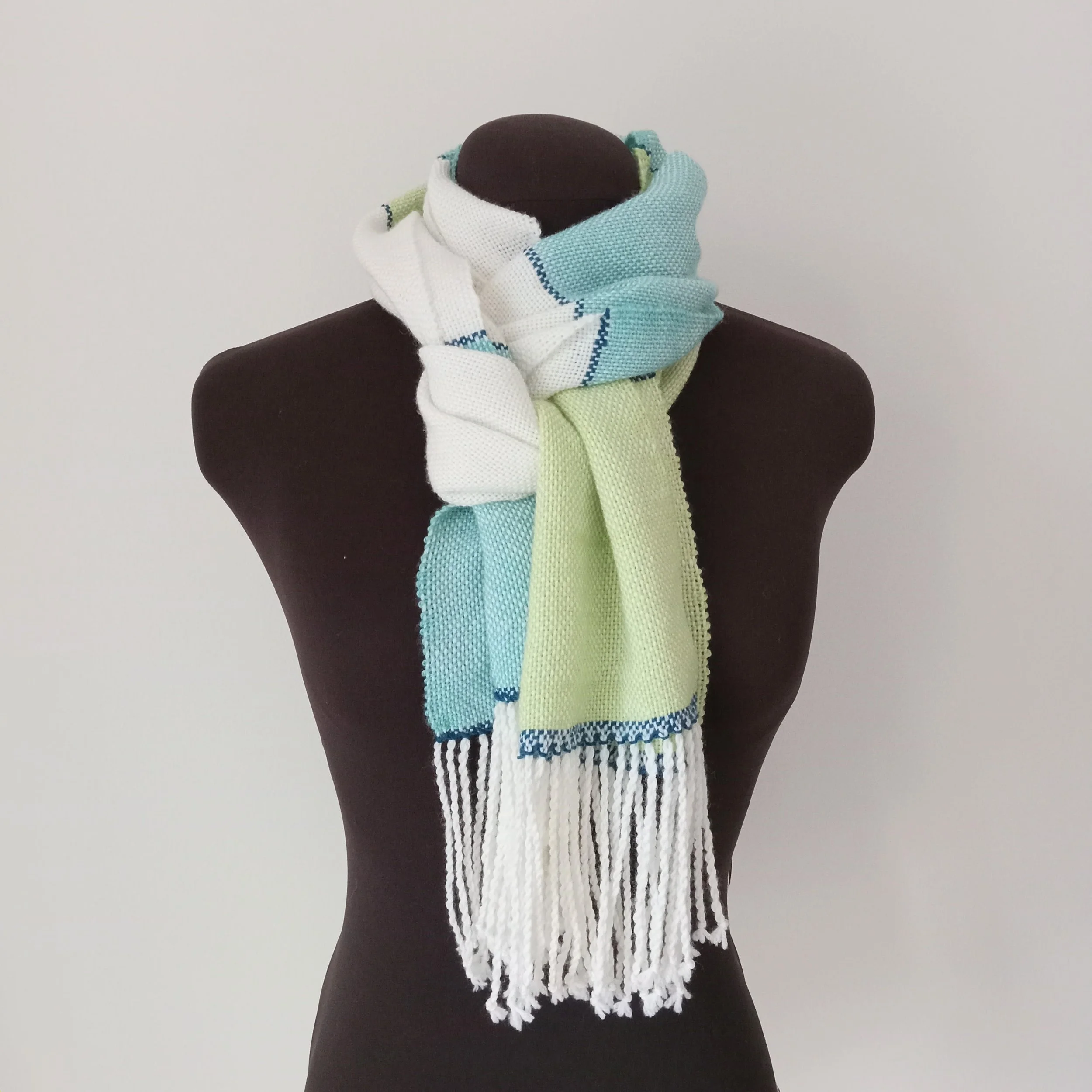 Green and Blue Wool Scarf