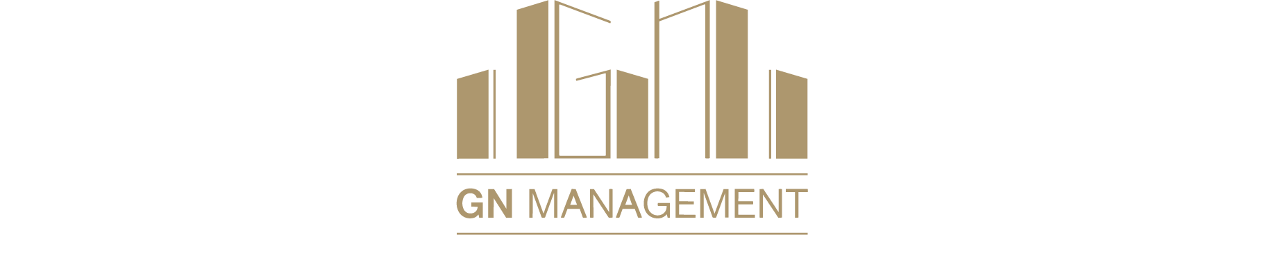 Logo with stylized gold bars forming a skyscraper and the text "GN MANAGEMENT" underneath.