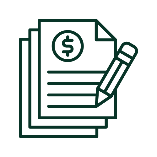 Icon representing a transparent, detailed price estimate for concrete services in Atlanta.