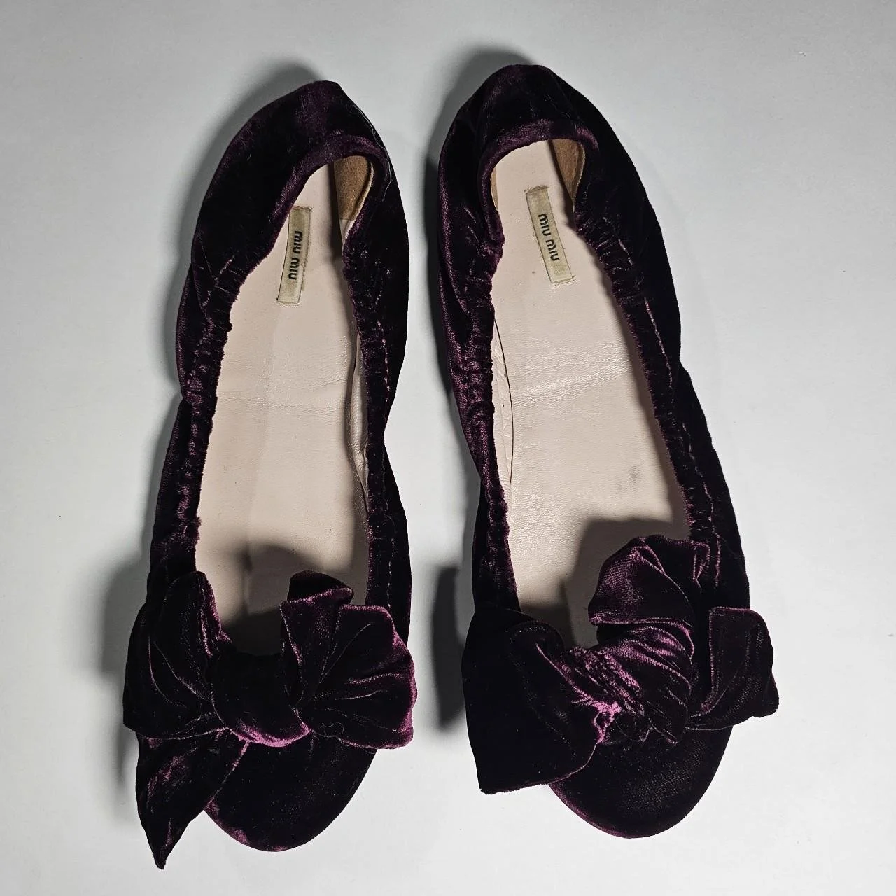 vintage miu miu velvet plum ballet flats