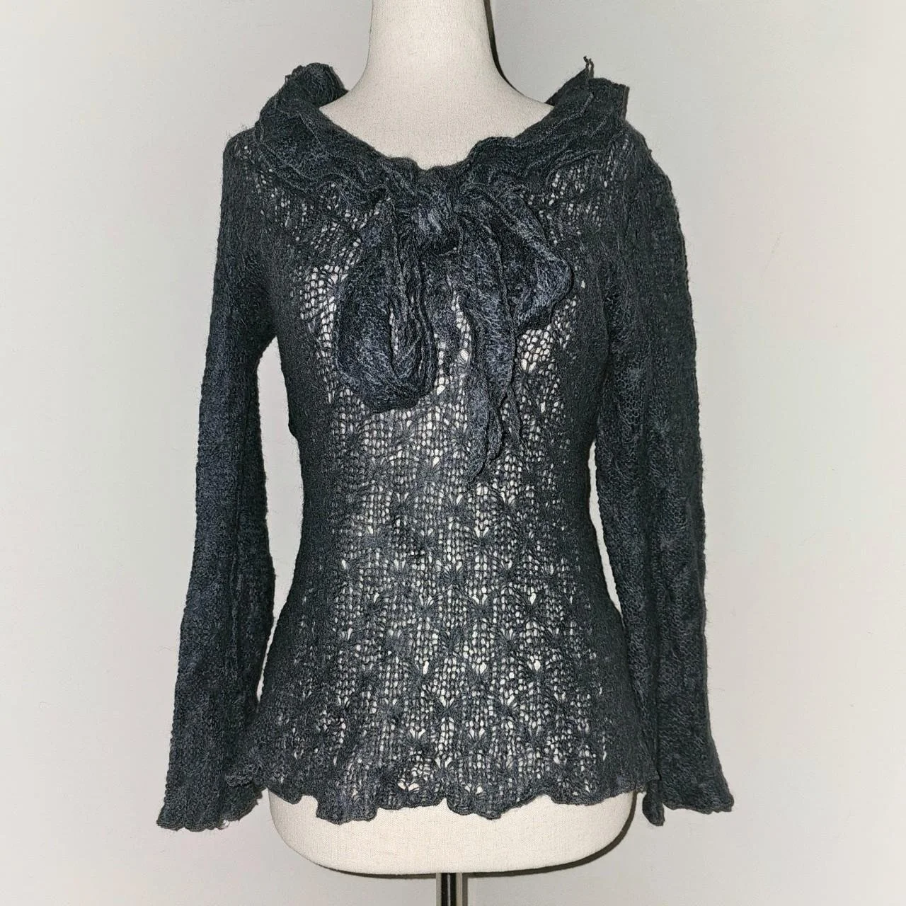 french vintage wool blend rknit ribbon sweater