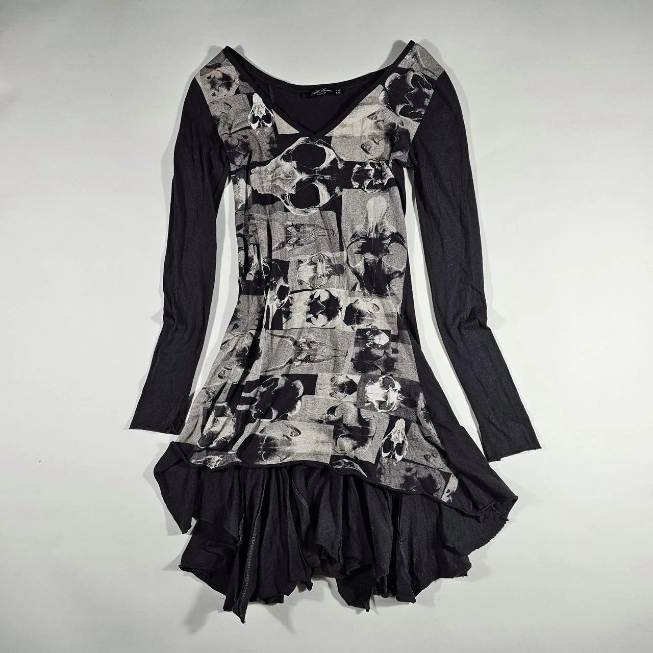 vintage allsaints ghost skulls asymmetrical dress