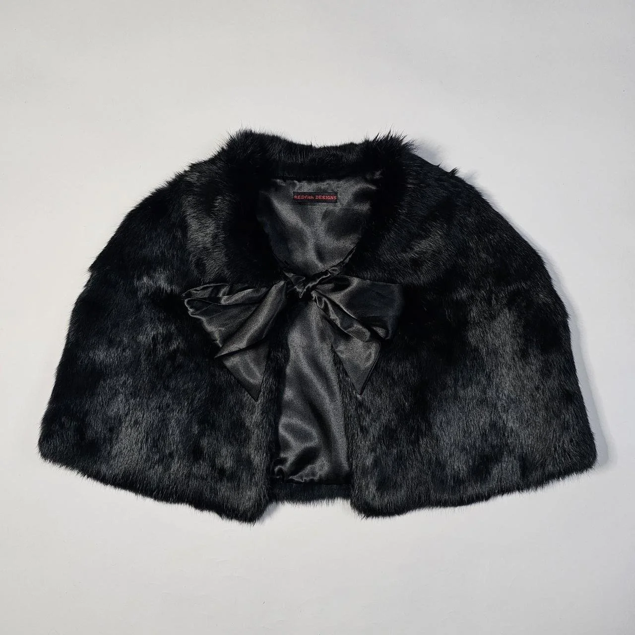 french vintage rabbit fur ribbon cape