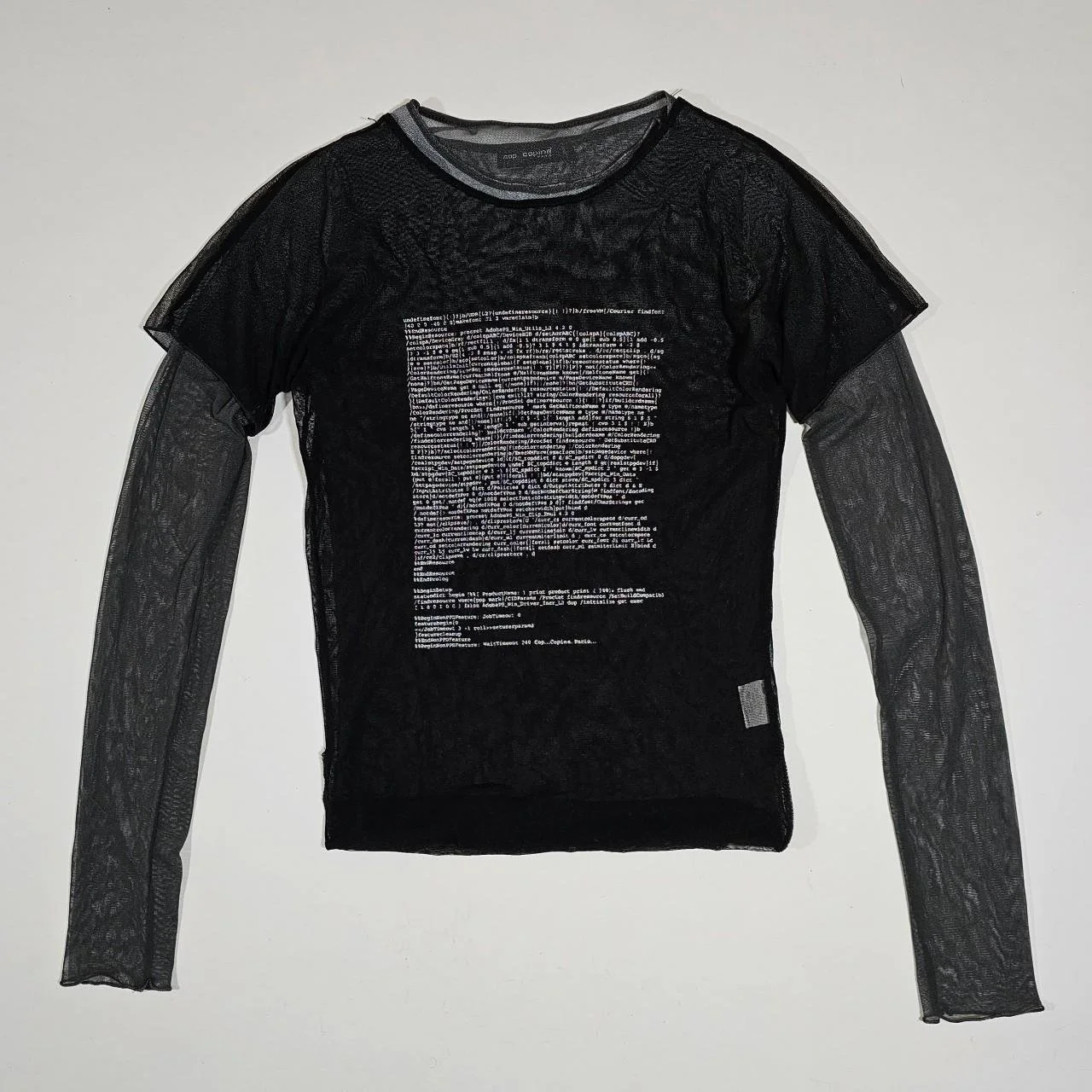 french vintage cop copine code script mesh top