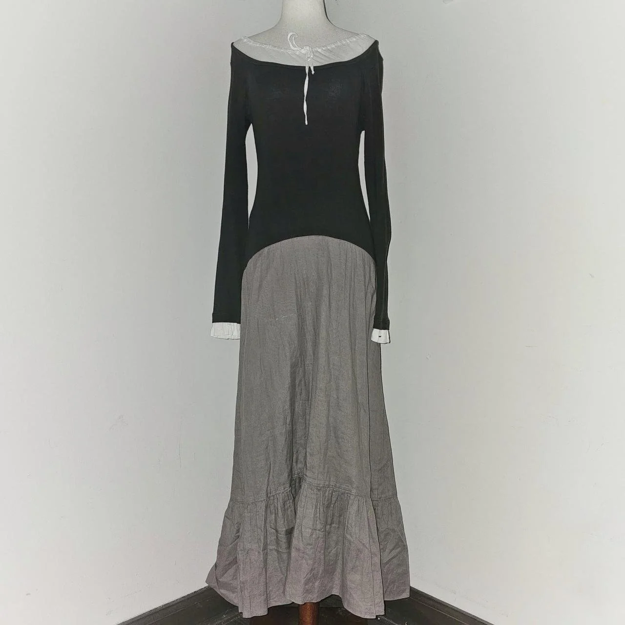 vintage cop copine burnt umber & taupe layered prairie dress