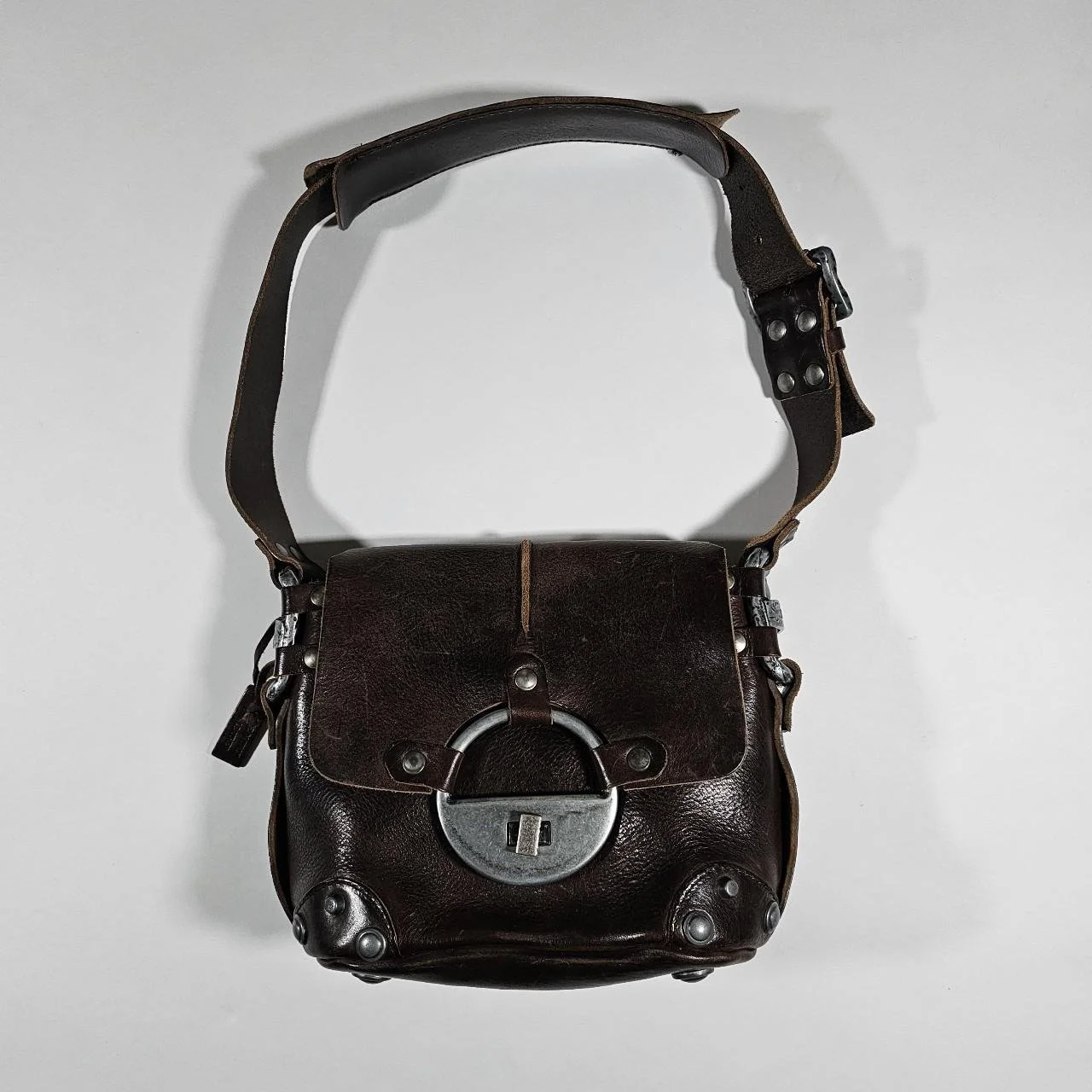 vintage diesel medieval lock leather hand bag