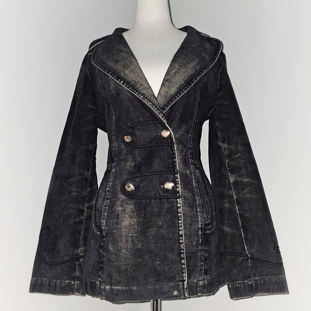 euro vintage faded dark blazer coat with flared sleeves