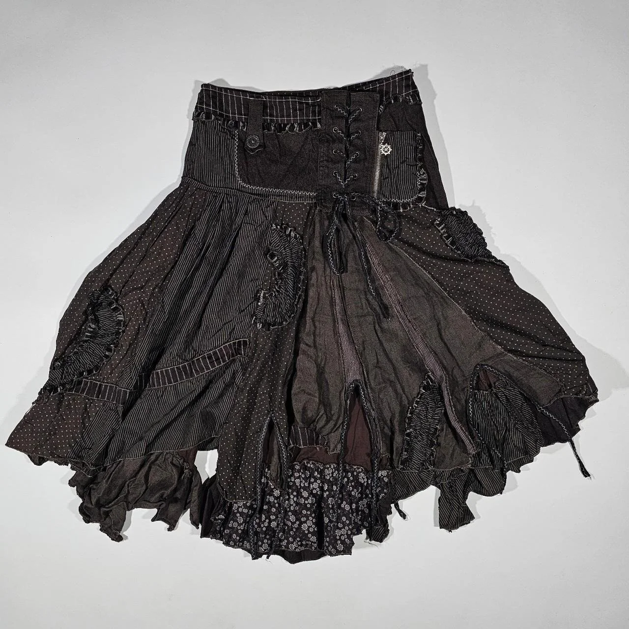 euro vintage deconstructed subversive patchwork asymmetrical skirt
