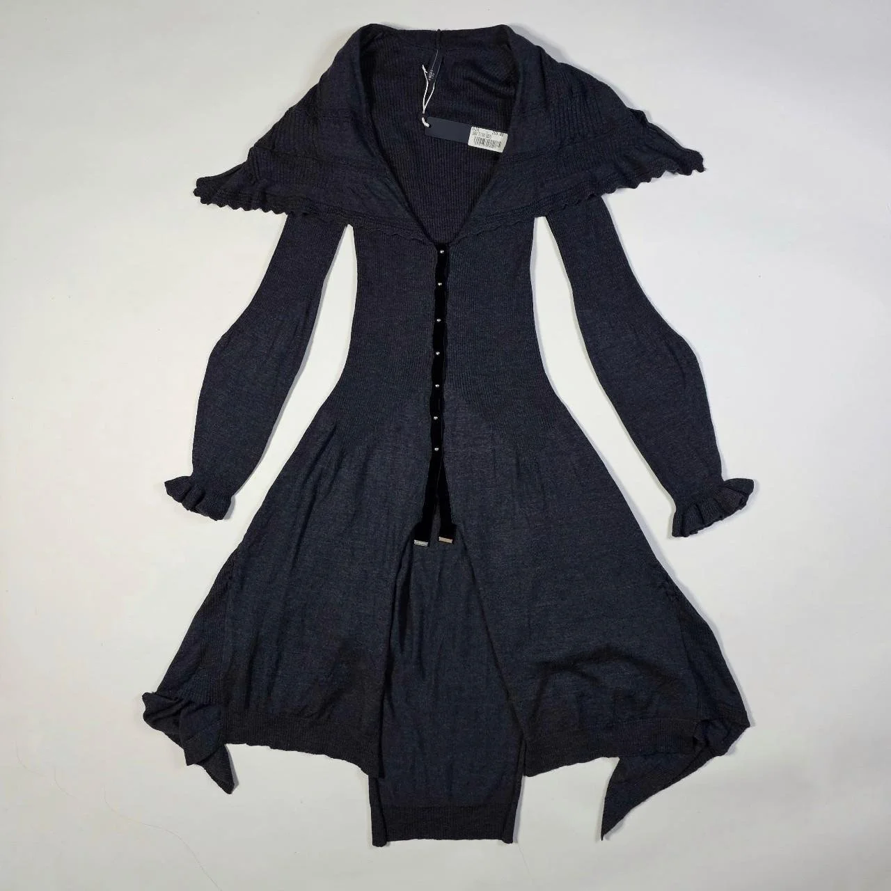 french designer subversive maxi cardigan in deep navy blue