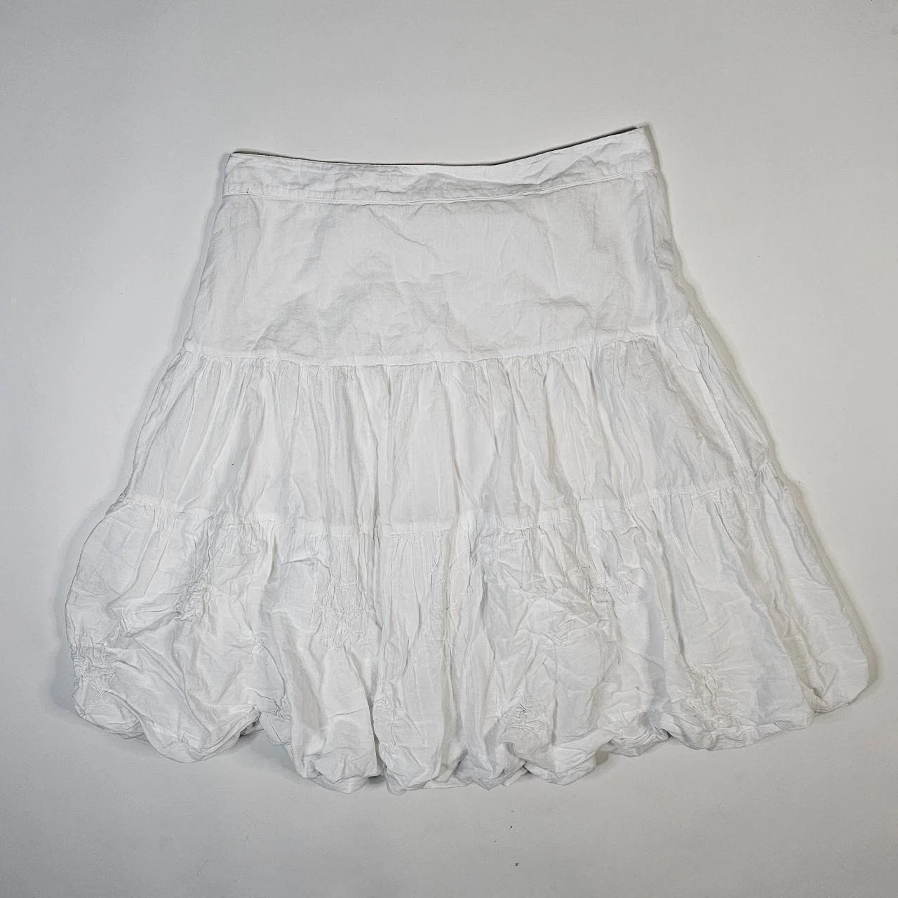 french vintage cotton bubble midi skirt with subtle flower motif