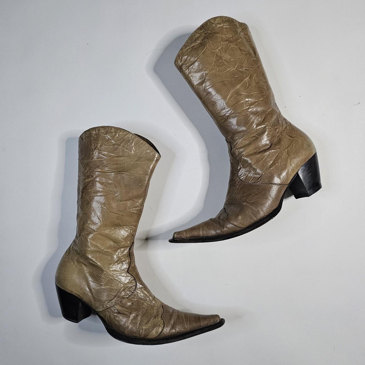 french vintage pointed leather cowboy boots