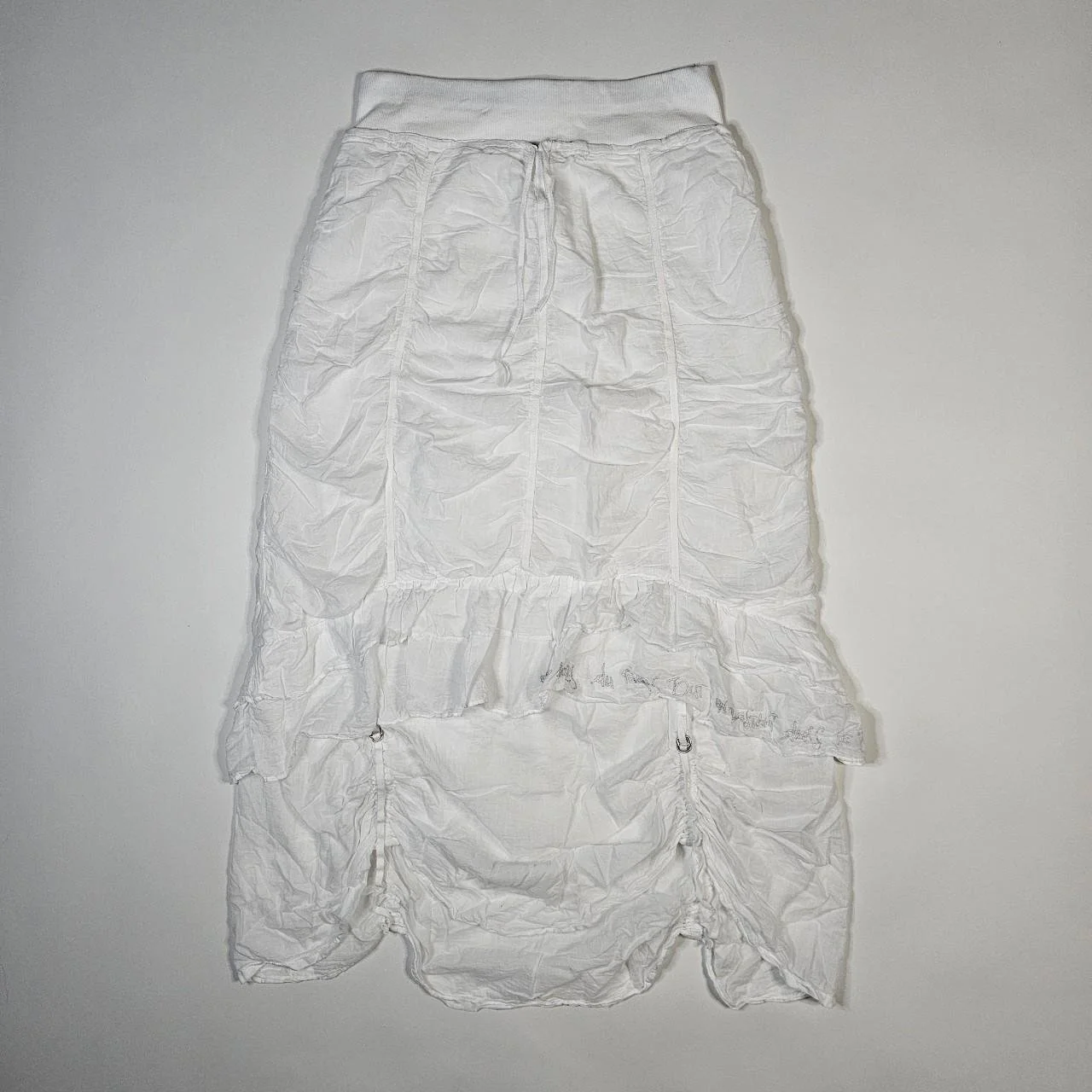 french vintage cop copine subversive long skirt with cinched ruffles