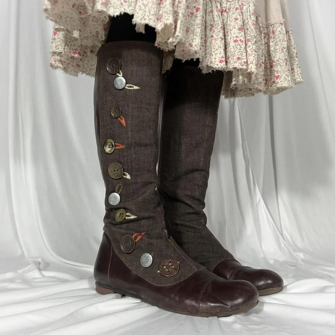 euro vintage miss sixty mismatched button leather boots