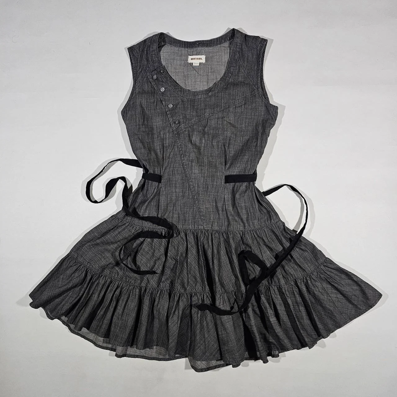 vintage diesel asymmetrical subversive midi dress with ribbon
