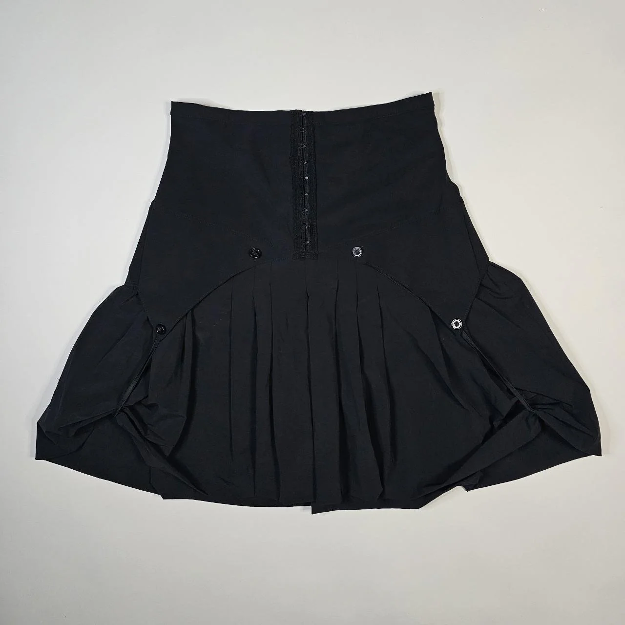 vintage marithé françois girbaud black hook and eye corset waist skirt