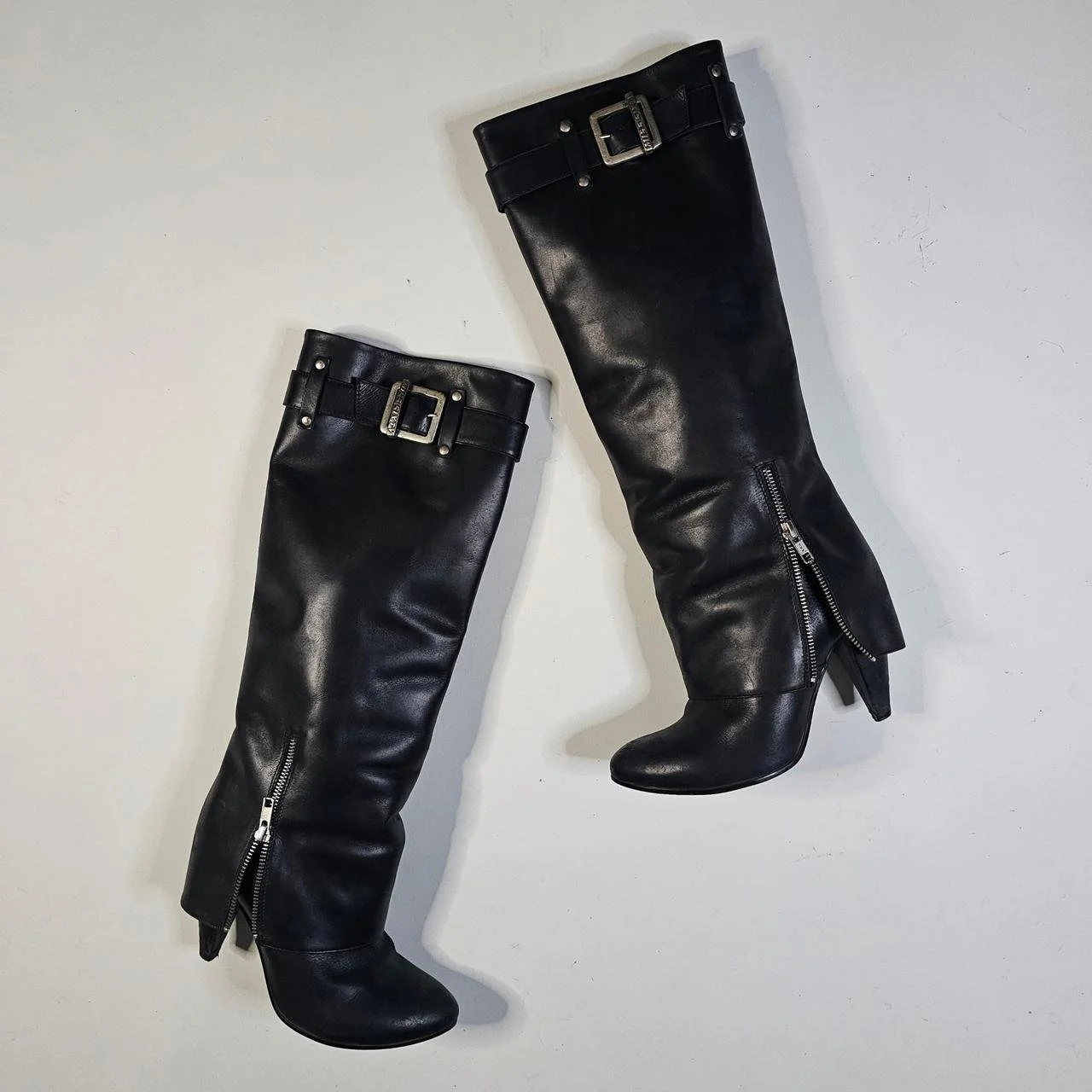vintage miss sixty black leather foldover boots