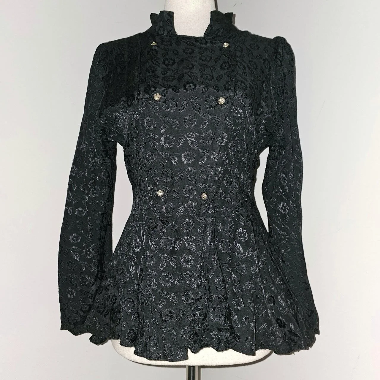 french vintage romantic goth silky rose brocade top