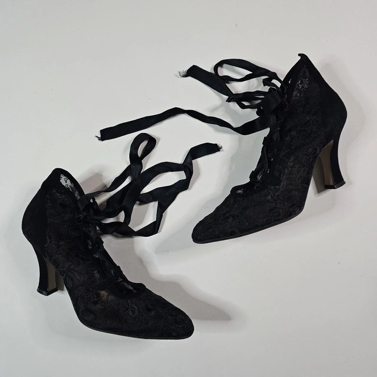 french vintage victorian inspired satin ribbon ballet heels