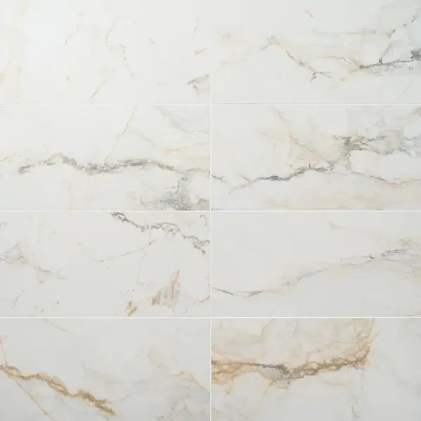 Calacatta Macchia White Gold 12x24 Marble Look Matte Porcelain Tile.webp