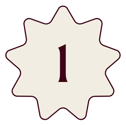 Number 1 inside a white badge with a wavy border on a black background.