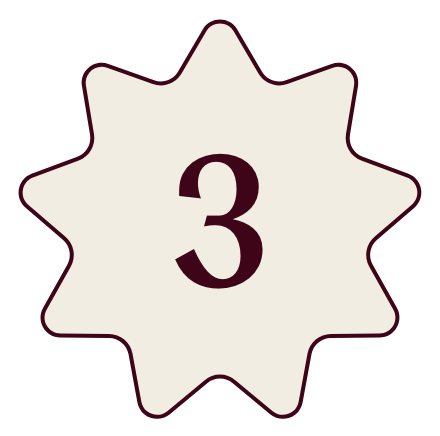 Number 3 inside a star-shaped badge with a dark outline on a black background.
