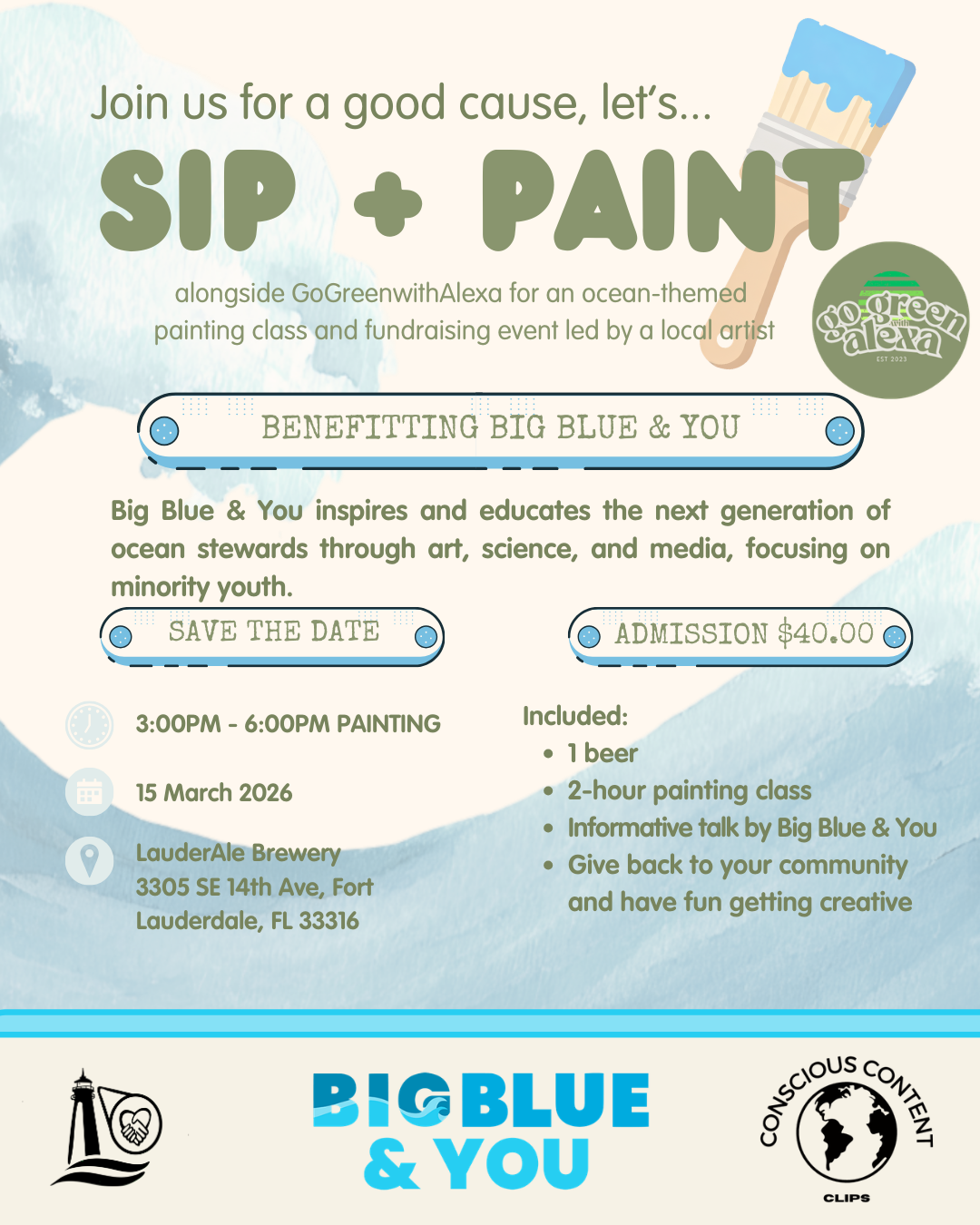 Paint-and-Sip Fundraiser Benefitting Big Blue &amp; You, a Local South Florida Organization Connecting Youth to STEAM Opportunities