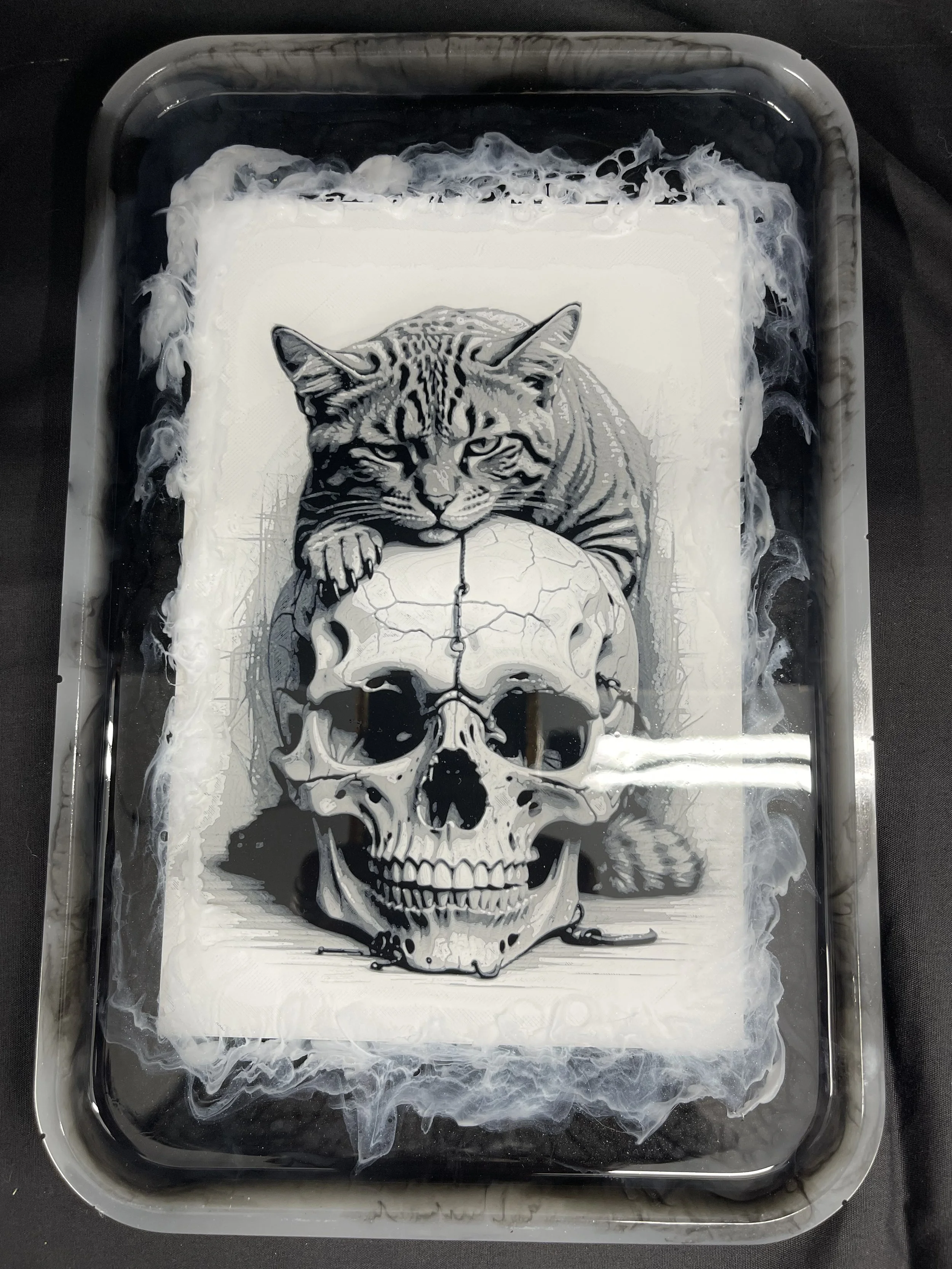 Mystic Cat and Skull Resin Art-IN0154