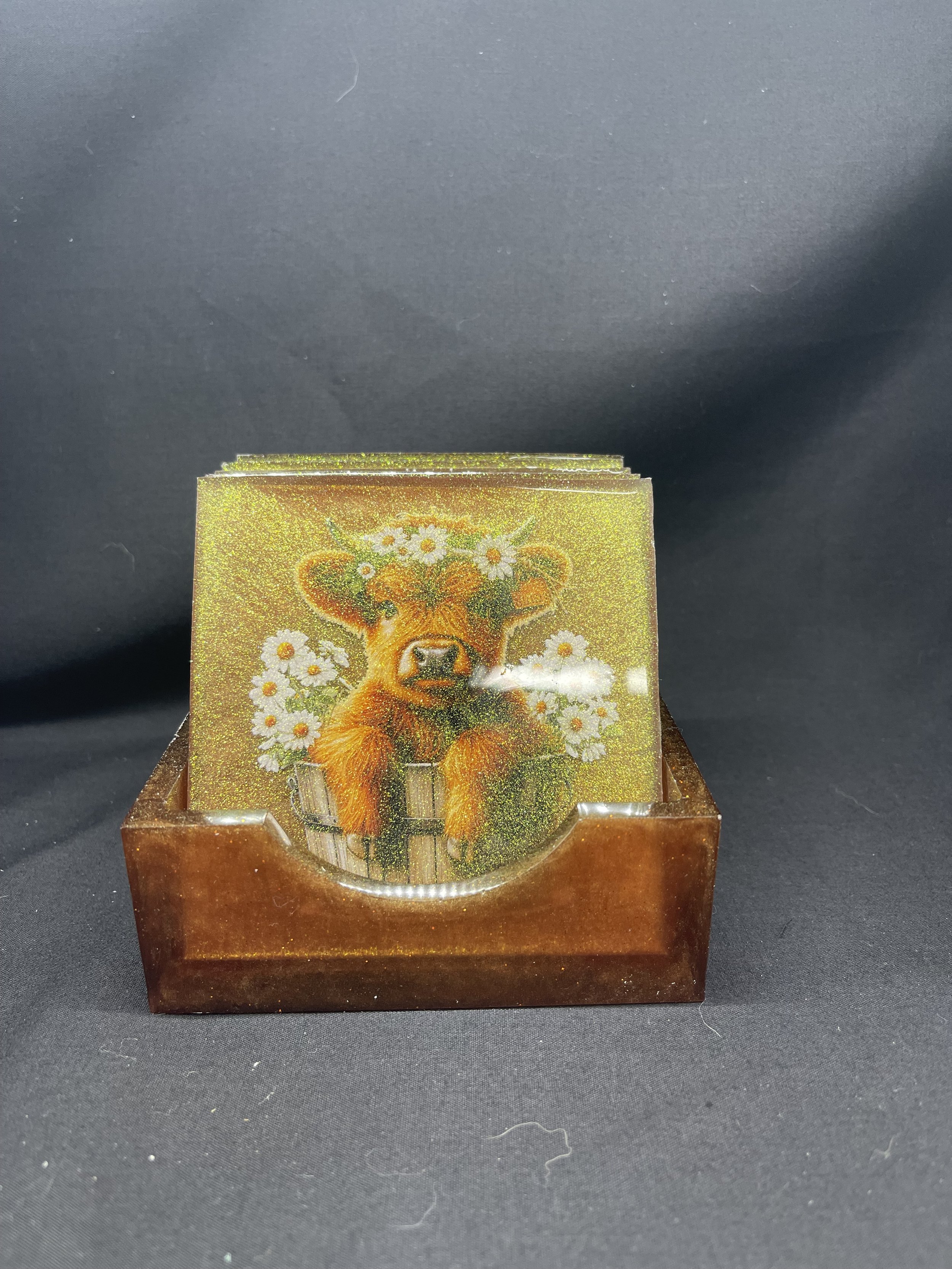 Cow & Daisies Coaster Set-in0083