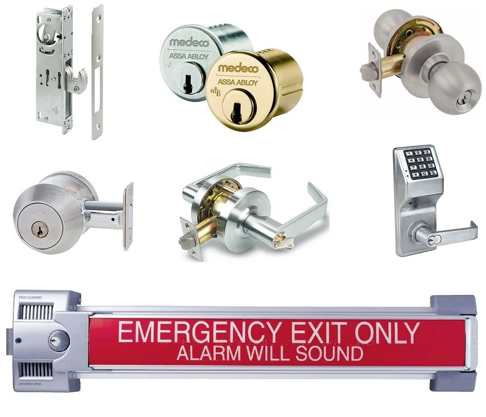 Commercial door locks, exit devices, and access control hardware for professional security installations