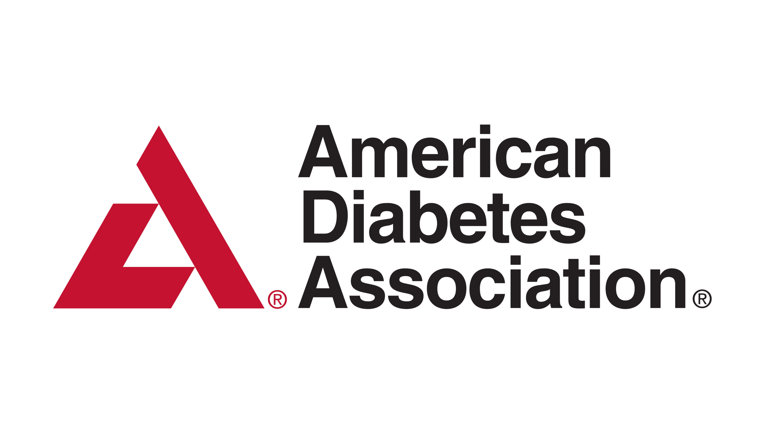 Logo of the American Diabetes Association featuring a red triangular graphic and black text.