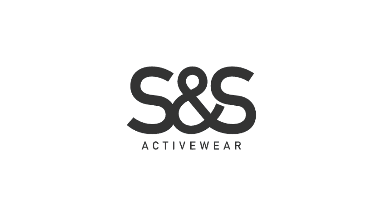 Logo for S&S Activewear with black text on a white background.