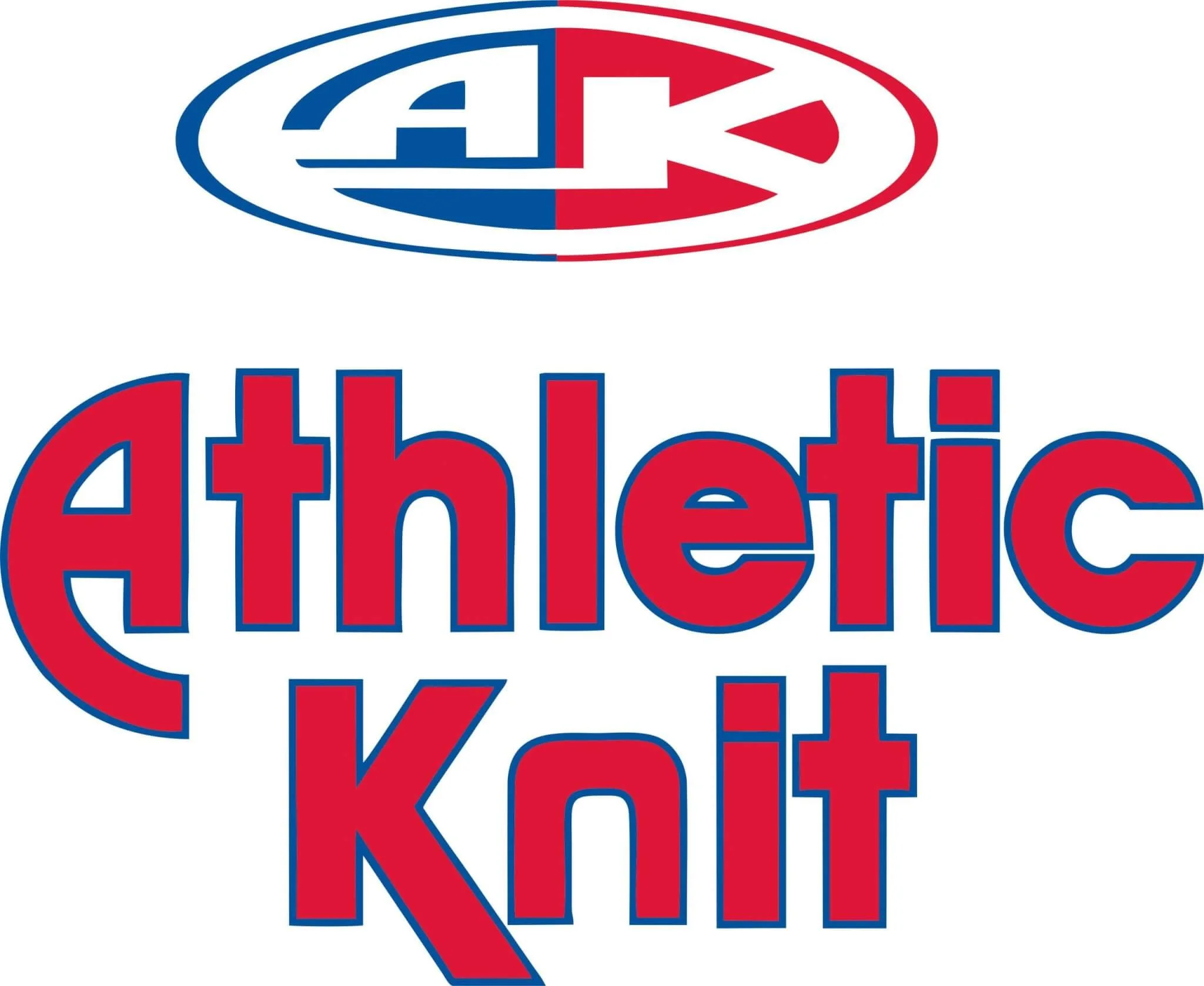 Logo featuring a stylized oval shape with blue and red colors, and the words "Athletic Koi" in bold red and blue letters.