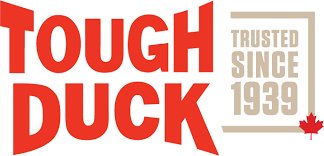 Tough Duck logo with red and beige text, and a small Canadian flag