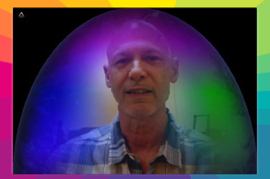 An aura photograph of a man expressing his aura colors after getting an aura reading.