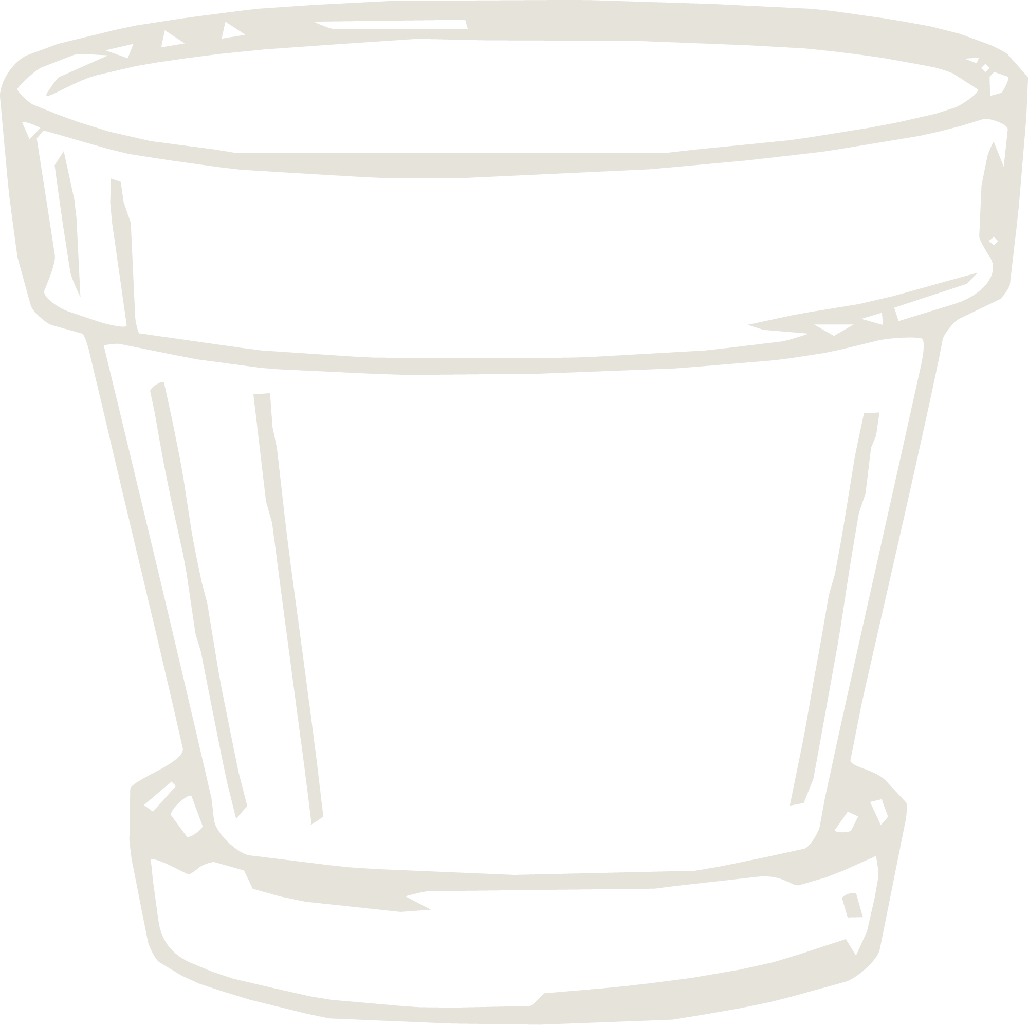 Black and white illustration of a bowl with a wide rim, some stripes on the exterior, and a flat base.