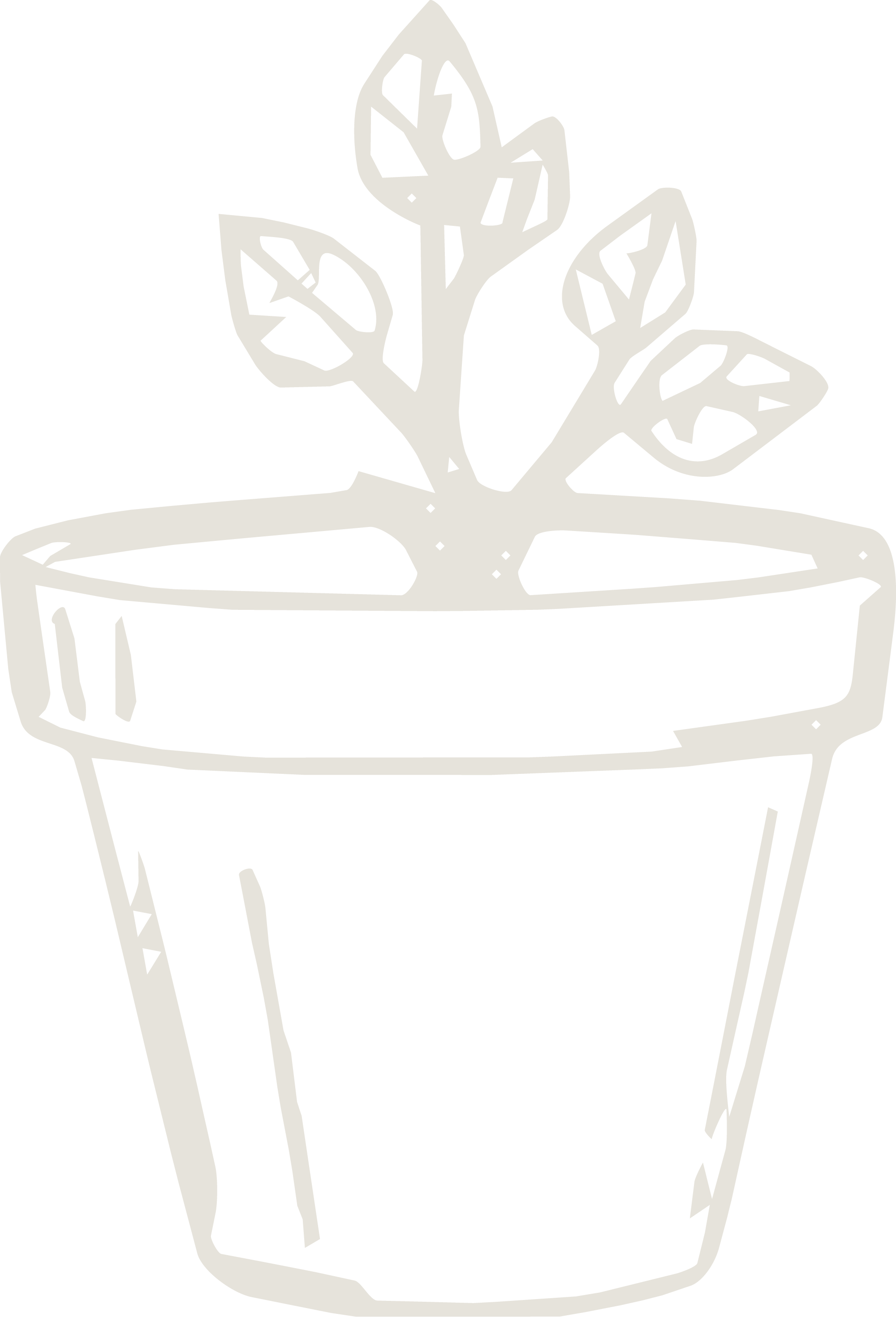 A simple line drawing of a potted plant with three leaves on a black background.