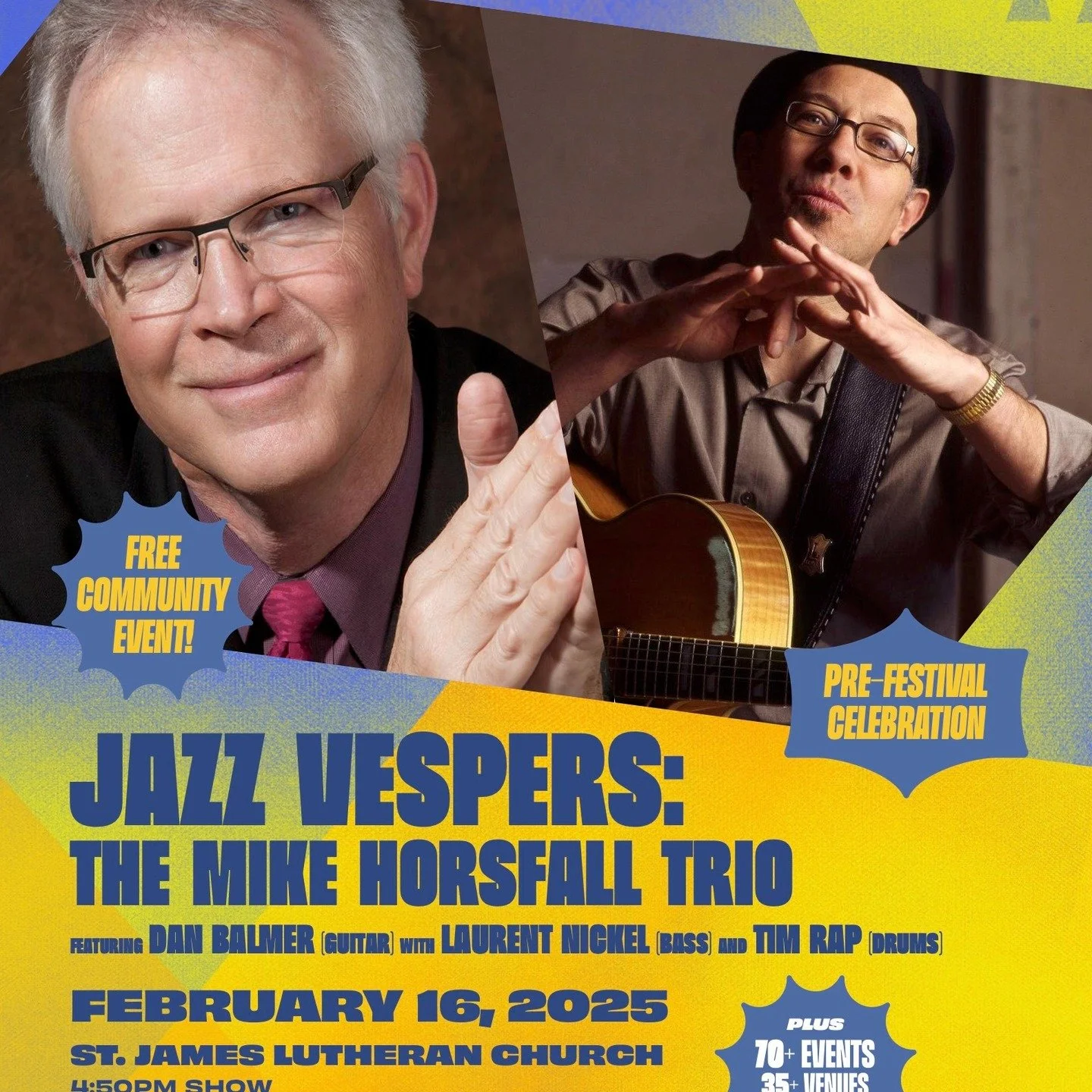 Thank you PDX Jazz for once again including the St. James Jazz Vespers in your line-up. This year we are billed as a "Pre-Festival Celebration". The address is 1315 SW Park, just south of the Portland Art Museum on the Park Blocks. Put it o