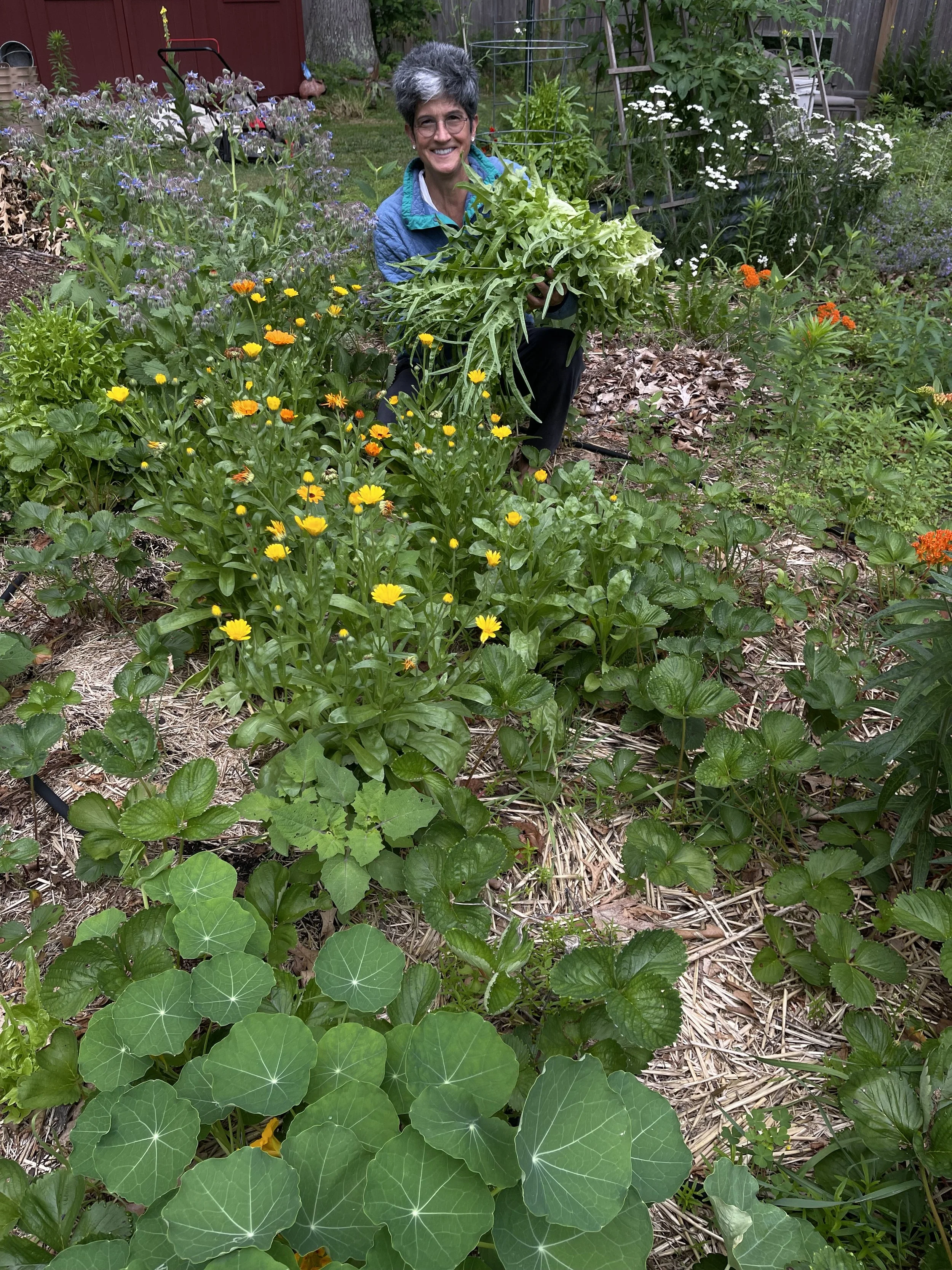 Dr. Tavernier in her garden.