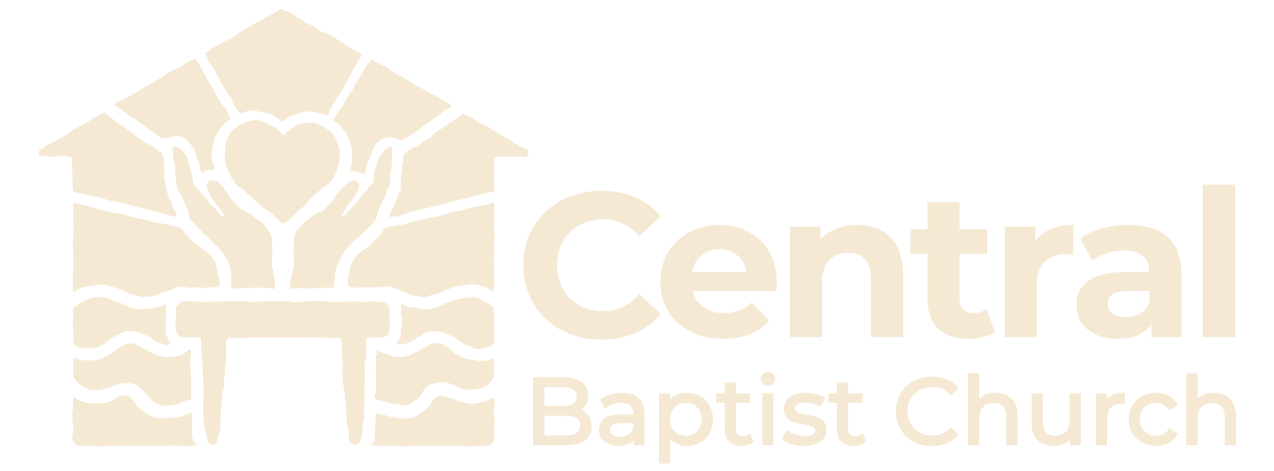 Logo of Central Baptist Church featuring hands forming a heart with a church building outline in the background, and the text "Central Baptist Church".