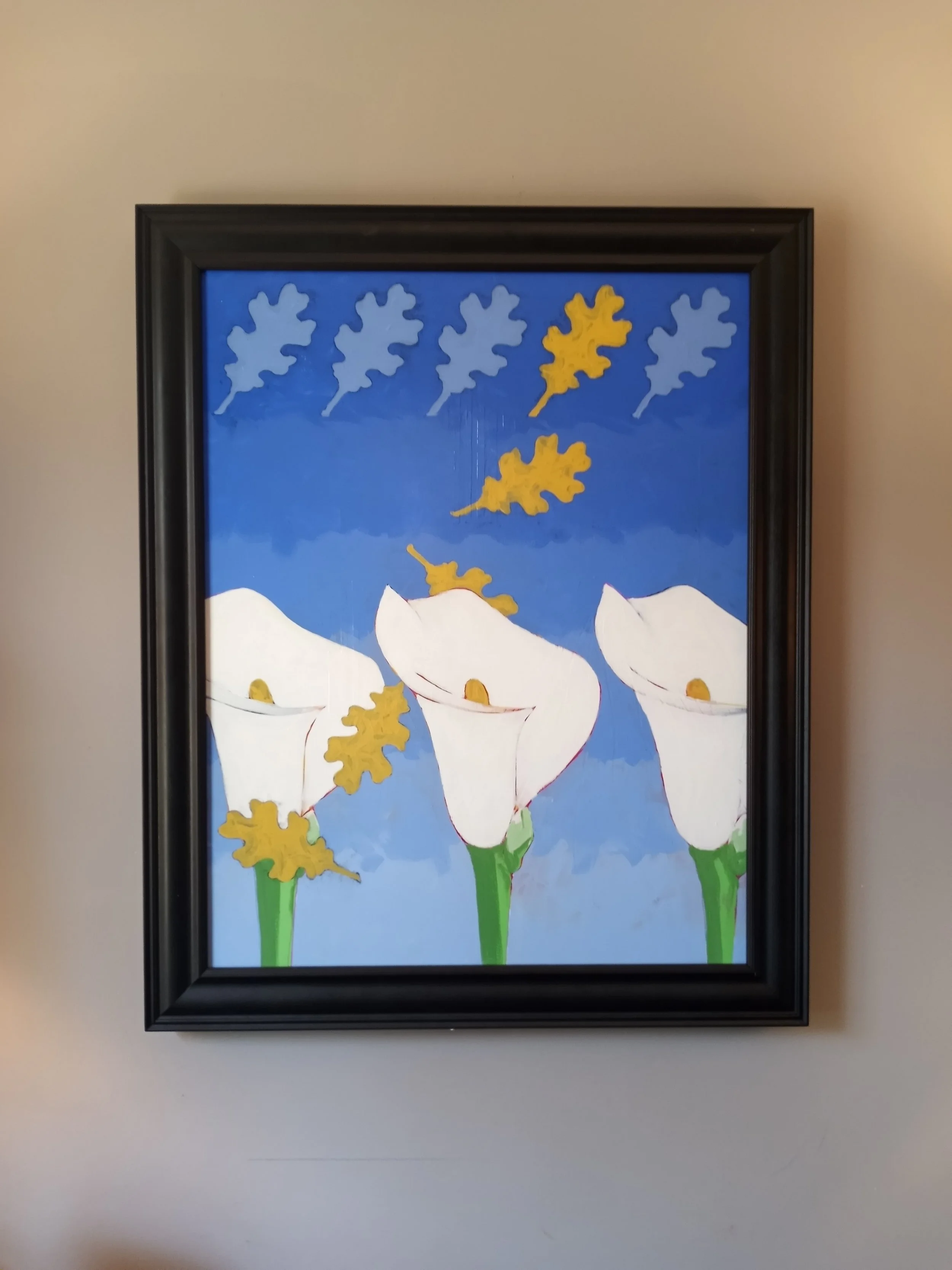 Calla Lilies With Oak Leaves