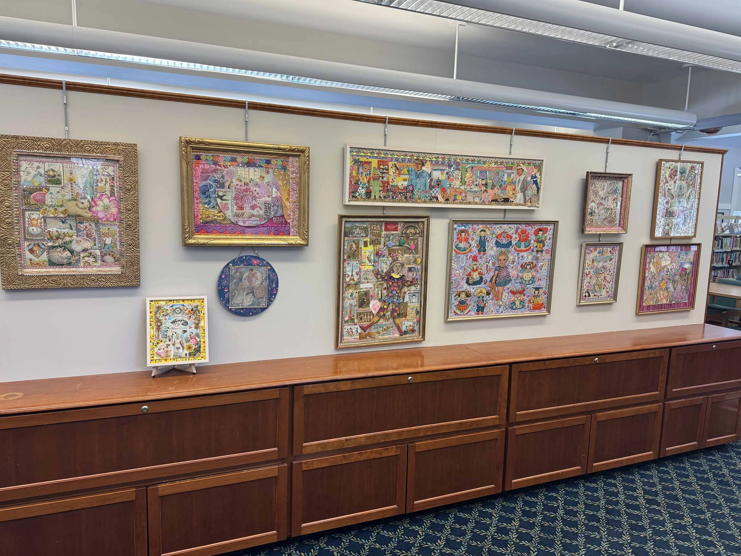 Laura Chester's collage artwork on display in Sheffield, Ma (right view)