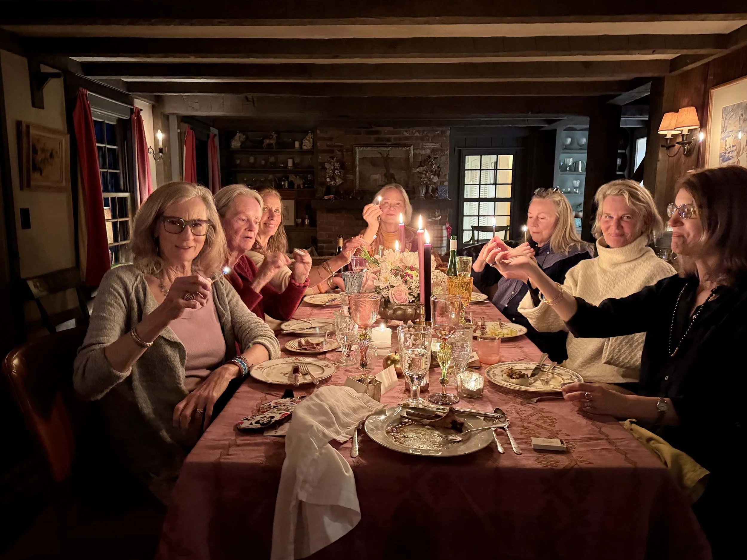 Dinner party celebrating after the book launch for Laura Chester's "Shovels & Chandeliers."
