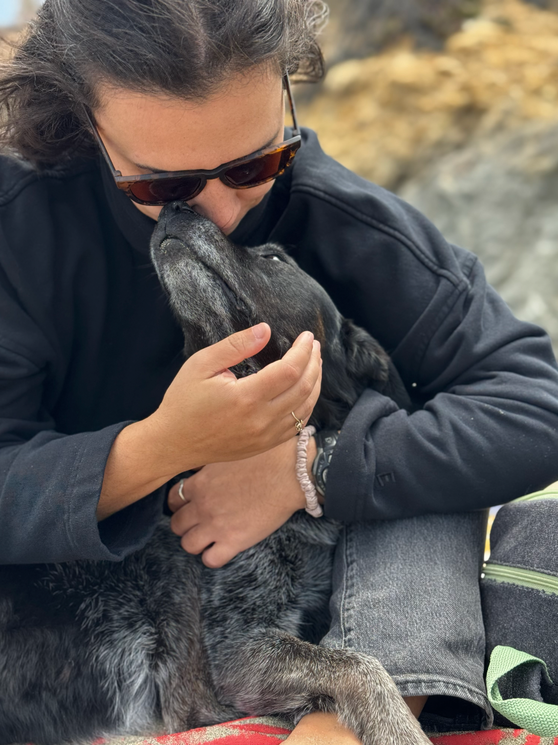 Dr. Jill Thomason, at-home euthanasia vet of the East Bay with her beloved dog Jackie before she passed