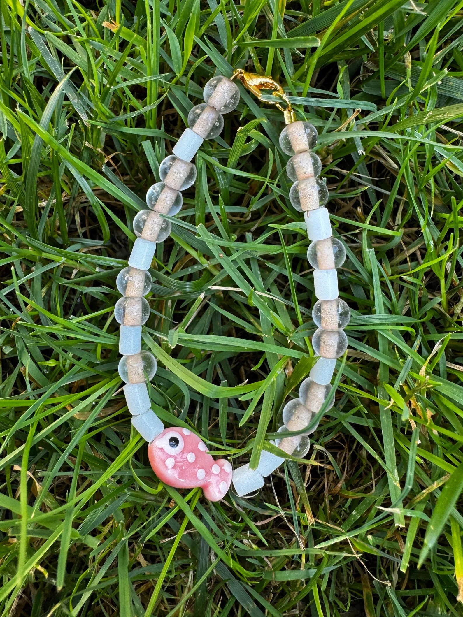 Glass and Clay Fish Bracelet