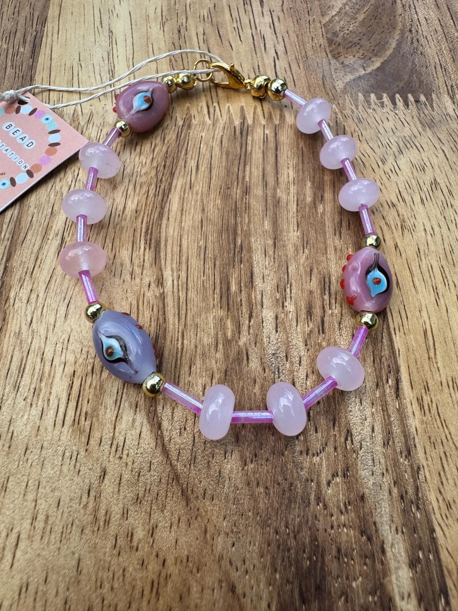 Glass Rondelle Evil Eye Bracelet