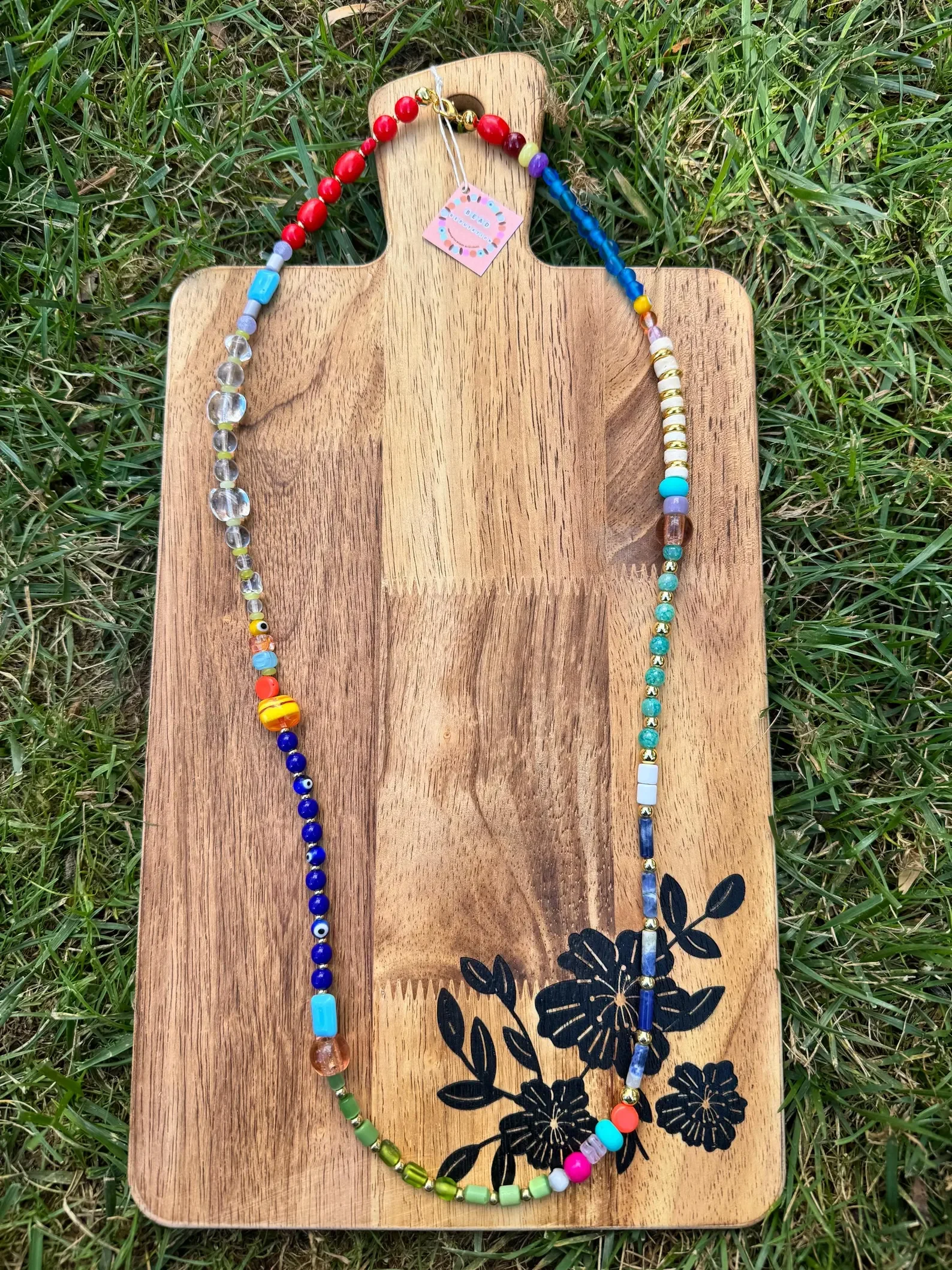 Mixed Material Rainbow Lanyard Necklace